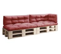 sunnypillow Set de 5 Coussins pour Palette Euro Canapé Jardin Salon - Extérieur - Gros Coussins Banquette - Différentes Tailles et Couleurs à Choisir - Matelas de Sol (Assise + Dossier) - Rouge