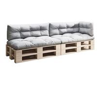 sunnypillow Set de 5 Coussins pour Palette Euro Canapé Jardin Salon - Extérieur - Gros Coussins Banquette - Différentes Tailles et Couleurs à Choisir - Matelas de Sol (Assise + Dossier) - Gris