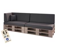 sunnypillow Set de 6 Coussins pour Canapé Palette - Matelas Extérieur Impermeable, Anti UV - d’Assise 120 x 80 x 15 cm + Dossier 120 x 40 x 20/10 cm - Coussin Salon de Jardin, Terrasse - Anthracyt