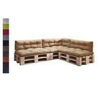 sunnypillow Set de 7 Coussins pour Palette Euro Canapé Jardin Salon - Extérieur - Gros Coussins Banquette - Différentes Tailles et Couleurs à Choisir - Matelas de Sol (Assise + Dossier) - Beige
