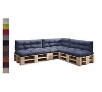 sunnypillow Set de 7 Coussins pour Palette Euro Canapé Jardin Salon - Extérieur - Gros Coussins Banquette - Différentes Tailles et Couleurs à Choisir - Matelas de Sol (Assise + Dossier) - Bleu