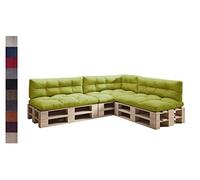 sunnypillow Set de 7 Coussins pour Palette Euro Canapé Jardin Salon - Extérieur - Gros Coussins Banquette - Différentes Tailles et Couleurs à Choisir - Matelas de Sol (Assise + Dossier) - Vert