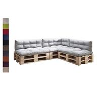 sunnypillow Set de 7 Coussins pour Palette Euro Canapé Jardin Salon - Extérieur - Gros Coussins Banquette - Différentes Tailles et Couleurs à Choisir - Matelas de Sol (Assise + Dossier) - Gris