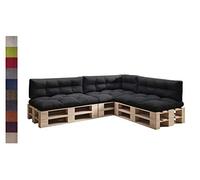 sunnypillow Set de 7 Coussins pour Palette Euro Canapé Jardin Salon - Extérieur - Gros Coussins Banquette - Différentes Tailles et Couleurs à Choisir - Matelas de Sol (Assise + Dossier) - Noir