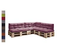 sunnypillow Set de 7 Coussins pour Palette Euro Canapé Jardin Salon - Extérieur - Gros Coussins Banquette - Différentes Tailles et Couleurs à Choisir - Matelas de Sol (Assise + Dossier) - Violet