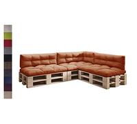 sunnypillow Set de 7 Coussins pour Palette Euro Canapé Jardin Salon - Extérieur - Gros Coussins Banquette - Différentes Tailles et Couleurs à Choisir - Matelas de Sol (Assise + Dossier) - Orange