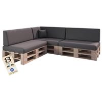 sunnypillow Set de 8 Coussins pour Canapé Palette - Matelas Extérieur Impermeable, Anti UV - d’Assise 120 x 80 x 15 cm + Dossier 120 x 40 x 20/10 cm - Coussin Salon de Jardin, Terrasse - Anthracyt