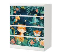 Sunnywall® Film de protection pour meubles compatible avec IKEA Malm Commode Avec motif animaux sauvages dans la jungle | Collage sans bulles | Chambre d'enfant 4 pièces 80 cm