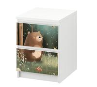 Sunnywall® Lot de 2 films de protection pour meubles IKEA Malm - Avec motif petit ours dans la forêt - Collage sans bulles - Pour chambre d'enfant - 40 cm