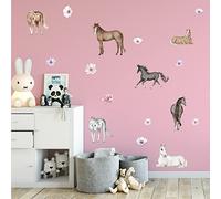 Sunnywall Lot de 3 stickers muraux pour chambre d'enfant Motif chevaux A4