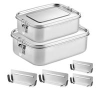 SUNOYA 2 Pièces Boîte À Bento En Acier Inoxydable, 850ml Et 1400ml Lunch Box Inox, Boîte À Déjeuner En Acier Inoxydable, Boite Alimentaire À Compartiments Inox Pour Bureau, École Et Voyage
