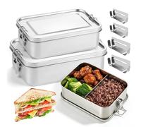 SUNOYA 2pcs Boîte À Bento En Acier Inoxydable 850ml, 1400ml, Boîtes À Déjeuner En Acier Inoxydable Avec Compartiments, Boîtes À Bento Boîte À Lunch, Boîtes Bento Pour Travail, Ecole, Pique Nique