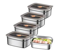 SUNOYA 4 Pieces Boite Alimentaire Inox, 1000ml Boîtes De Congélation, Récipients En Acier Inoxydable, Boîte À Charcuterie En Acier Inoxydable Pour Conserver Des Repas Collations