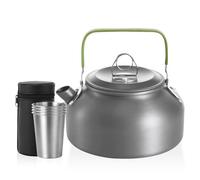 SUNOYA Bouilloire De Camping 0,8 L, Bouilloire À Thé En Aluminium Avec 4 Gobelets En Acier Inoxydable, Théière À Cuisinière Rapide, Bouilloires Camping Pour Randonnée