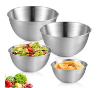 SUNOYA Cul De Poule Inox, Bols Mélangeurs En Acier Inoxydable, Bol Inox, Saladiers, Bols À Mélanger, Saladier Inox Avec Balance Pour Mélanger Salade De Fruits, Riz Et Pâtes (4, 17+19+22+22CM)