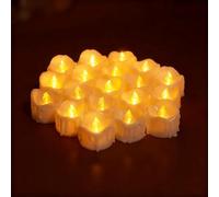 SUNOYA Lot de 24 bougies chauffe-plat LED sans flamme - Bougies LED électriques - Bougies LED pour Noël, Halloween, mariage, fête, décoration de la maison - Blanc chaud
