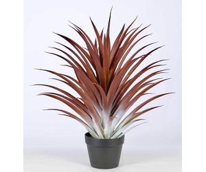 SUNPRAIRIE Grande Plante Artificielle d'aloe Vera Rouge Hyper réaliste de 66 cm de Haut. Grand Agave Artificiel dans Un Pot Noir Mat.