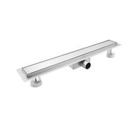 Sunrik Caniveau de Douche 80cm à Carreler, Acier Inoxydable, Kit Complet | Extra plat, En acier inoxydable, Kit complet avec siphon et tamis à cheveux