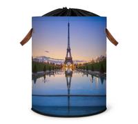 Sunrise Paris Grand panier à linge pliable avec couvercle à cordon de serrage pour chambre à coucher, salle de bain