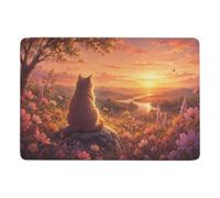 Sunset Dreams of a Garden Cat Tapis 150 x 100 cm, Doux et Antidérapant | Idée cadeau pour une nouvelle maison : Tapis doux à poils courts, avec entretien facile à la main; près du lit ou du canapé