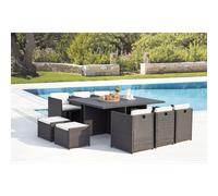 Concept Usine Salon de jardin Sunset Table et chaises 10 places encastrables alu résine gris-blanc