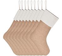 Sunshane Lot de 9 Bas de Noël en Toile de Jute à Suspendre pour cheminée - Décoration de Noël - Bricolage - Lin