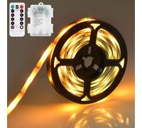 Sunshine smile Bande LED fonctionnant sur batterie, 4M 8 modes Bande LED fonctionnant sur batterie, Batterie de bande lumineuse LED avec minuterie, Bande LED dimmable avec télécommande, Bandes lumine