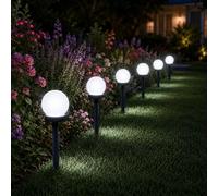 Sunshine smile Lot de 3/6/8/10 lampes solaires pour extérieur - Guirlande lumineuse solaire avec boule blanche - Pour extérieur, terrasse, cour, chemin