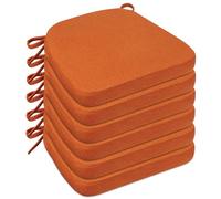 Sunsleek Lot de 6 coussins de chaise en forme de D avec housse amovible et lavables avec attaches pour cuisine, salle à manger intérieure, chaises de terrasse 43,2 x 40,6 cm, orange