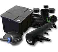 SunSun Kit complet: CBF-350 Filtre de bassin jusqu'à 12000 L Biologique, CTF-3800 pompe de filtration 3600l/h 20W, CUV-272 lampe uv 72W, 25m Tuyau 25 mm, CSP-250 Écumeur 2500l/h 45W