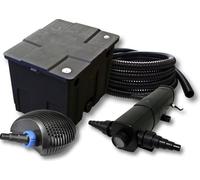 SunSun Kit complet: CBF-350 Filtre de bassin jusqu'à 12000 L Biologique, CTF-3800 SuperECO pompe de filtration 3600l/h 20W, CUV-218 lampe uv UVC Clarificateur avec 18W, 25m Tuyau 25 mm