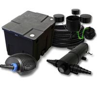 SunSun Kit complet: CBF-350 Filtre de bassin jusqu'à 12000 L Biologique, CTF-6000 pompe de filtration 6000l/h 40W, CUV-236 lampe uv 36W, 25m Tuyau 25 mm, CSP-250 Écumeur 2500l/h 45W