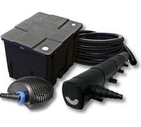 SunSun Kit complet: CBF-350 Filtre de bassin jusqu'à 12000 L Biologique, CTF-6000 SuperECO pompe de filtration 6000l/h 40W, CUV-272 lampe uv UVC Clarificateur avec 72W, 25m Tuyau 25 mm
