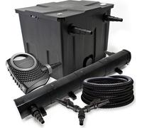 SunSun Kit complet: CBF-350 Filtre de bassin jusqu'à 12000 L Biologique, CTF-8000 pompe de filtration 8000l/h 70W, CUV-272 lampe uv UVC Clarificateur avec 72W, 25m Tuyau 25 mm, Y-distributeur