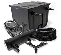 SunSun Kit complet: CBF-350 Filtre de bassin jusqu'à 12000 L Biologique, CTF-8000 pompe de filtration 8000l/h 70W, CUV-224 lampe uv UVC Clarificateur avec 24W, 25m Tuyau 25 mm, Y-distributeur