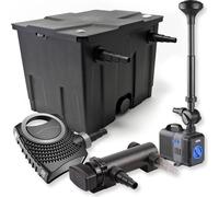 SunSun Kit complet: CBF-350 Filtre de bassin jusqu'à 12000 L Biologique, CTF-8000 pompe de filtration 8000l/h 70W, CUV-318 lampe uv UVC Clarificateur avec 18W, CTP-2803 Pompe pour fontaine 3000l/h 10W