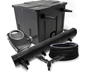 SunSun Kit complet: CBF-350 Filtre de bassin jusqu'à 12000 L Biologique, CTF-8000 pompe de filtration 8000l/h 70W, CUV-272 lampe uv UVC Clarificateur avec 72W, 25m Tuyau 25 mm, Y-distributeur