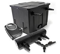 SunSun Kit complet: CBF-350 Filtre de bassin jusqu'à 12000 L Biologique, CTF-8000 SuperECO pompe de filtration 8000l/h 70W, CUV-218 lampe uv UVC Clarificateur avec 18W, Y-distributeur
