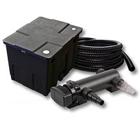 SunSun Kit complet: CBF-350 Filtre de bassin jusqu'à 12000 L Biologique, CUV-318 lampe uv UVC Clarificateur avec 18W, 5m Tuyau 25 mm (1")