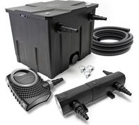 SunSun Kit complet: CBF-350 Filtre de bassin jusqu'à 12000 L Biologique, NEO10000 pompe de filtration 10000l/h 80W, CUV-236 lampe uv 36W, 10m Tuyau 38 mm, collier de serrage W1 44-47mm