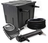 SunSun Kit complet: CBF-350 Filtre de bassin jusqu'à 12000 L Biologique, NEO7000 SuperEco pompe de filtration 7000l/h 50W, CUV-324 lampe uv UVC Clarificateur avec 24W, 25m Tuyau 25 mm (1")