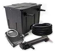 SunSun Kit complet: CBF-350 Filtre de bassin jusqu'à 12000 L Biologique, NEO7000 SuperEco pompe de filtration 7000l/h 50W, CUV-324 lampe uv UVC Clarificateur avec 24W, 25m Tuyau 25 mm (1")