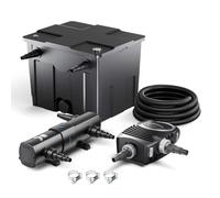 SunSun Kit complet: CBF-350 Filtre de bassin jusqu'à 12000 L Biologique, NEO8000 pompe de filtration 8000l/h 70W, CUV-236 lampe uv 36W, 10m Tuyau 38 mm, collier de serrage W1 44-47mm