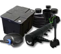 SunSun Kit complet: CBF-350 Filtre de bassin jusqu'à 12000 L, CTF-6000 pompe de filtration 6000l/h 40W, CUV-272 lampe uv 72W, 25m Tuyau 25 mm, CSP-250 Écumeur 2500l/h 45W, HJ-943 fontaine 800l/h 16W