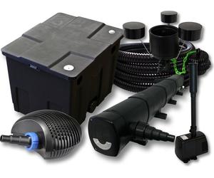 SunSun Kit complet: CBF-350 Filtre de bassin jusqu'à 12000 L, CTF-6000 pompe de filtration 6000l/h 40W, CUV-272 lampe uv 72W, 25m Tuyau 25 mm, CSP-250 Écumeur 2500l/h 45W, HJ-943 fontaine 800l/h 16W