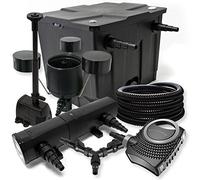 SunSun Kit complet: CBF-350 Filtre de bassin jusqu'à 12000 L, CTF-8000 pompe 8000l/h 70W, CUV-236 lampe uv 36W, 25m Tuyau 25mm, CSP-250 Écumeur 2500l/h, HJ-943 fontaine 800l/h, Y-distributeur