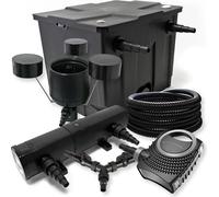 SunSun Kit complet: CBF-350 Filtre de bassin jusqu'à 12000 L, CTF-8000 pompe de filtration 8000l/h 70W, CUV-236 lampe uv 36W, 25m Tuyau 25 mm, CSP-250 Écumeur 2500l/h 45W, Y-distributeur
