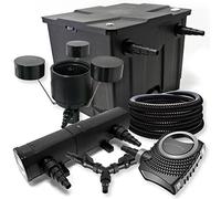SunSun Kit complet: CBF-350 Filtre de bassin jusqu'à 12000 L, CTF-8000 pompe de filtration 8000l/h 70W, CUV-218 lampe uv 18W, 25m Tuyau 25 mm, CSP-250 Écumeur 2500l/h 45W, Y-distributeur