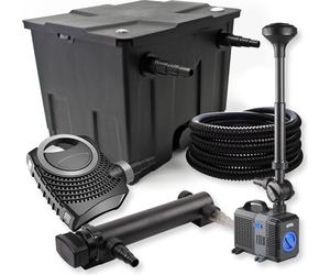 SunSun Kit complet: CBF-350 Filtre de bassin jusqu'à 12000 L, CTF-8000 pompe de filtration 8000l/h 70W, CUV-324 lampe uv 24W, 25m Tuyau 25 mm, CTP-2803 fontaine 3000l/h 10W