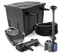 SunSun Kit complet: CBF-350 Filtre de bassin jusqu'à 12000 L, NEO7000 pompe de filtration 7000l/h 50W, CUV-318 lampe uv 18W, 25m Tuyau 25 mm, CTP-2803 fontaine 3000l/h 10W